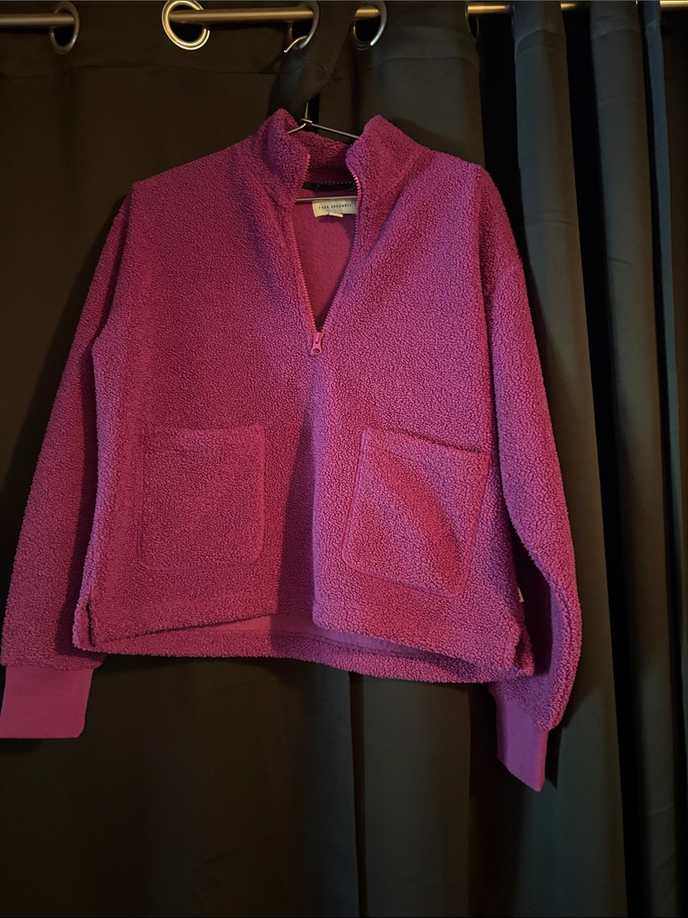 Cozy Half-Zip Sherpa Pullover Sweatshirt - Magenta